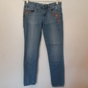Mudd Jeans Women's Size 9 Low Rise Distressed Embroidered Y2K Denim Jeans